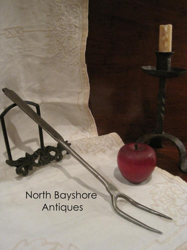 New England Colonial Folk Art Wrought Iron Flesh Fork AAFA