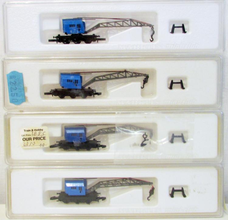 (4) Marklin 8621 Z-Scale Mini-Club Crane Cars