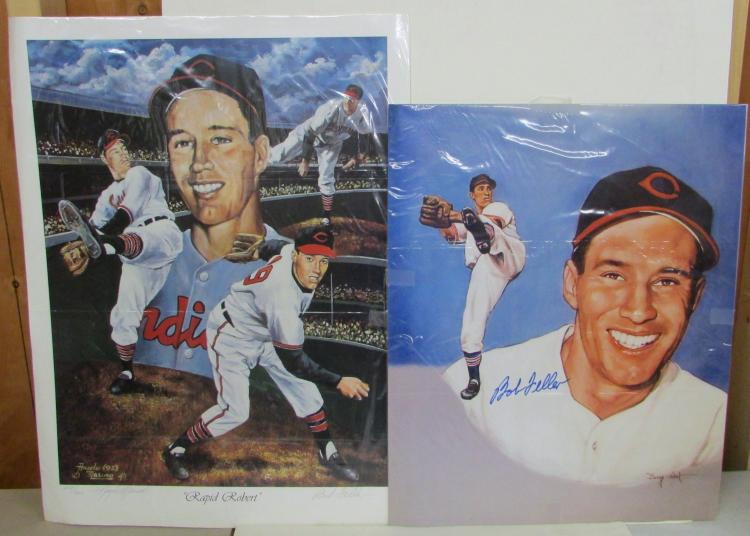 Bob Feller signed Color "Rapid Robert" Lithograph and Print