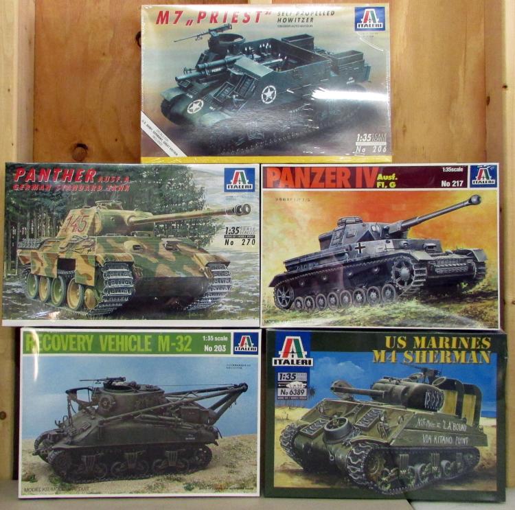 (5) Italeri 1/35 Scale Military Tank Model Kits