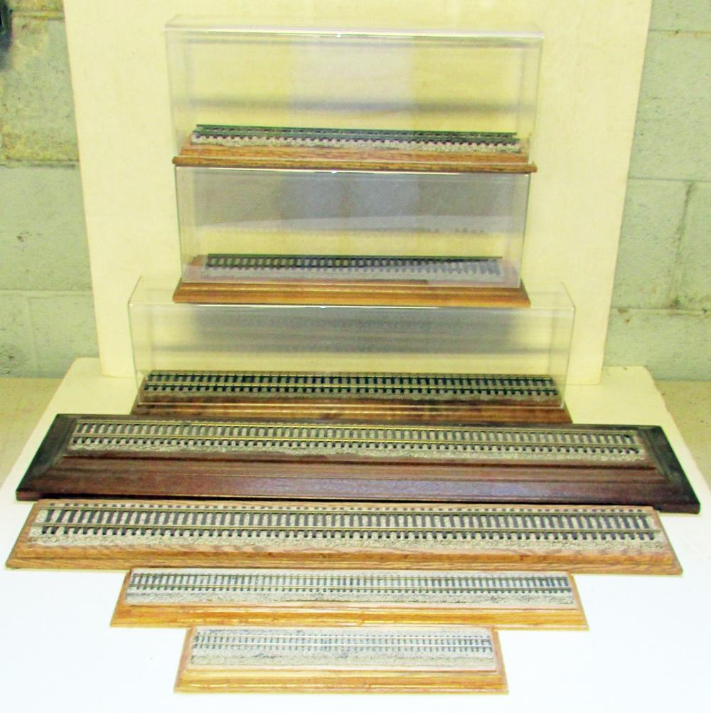 (7) Model Train Display Cases and Bases O, HO, HOn3