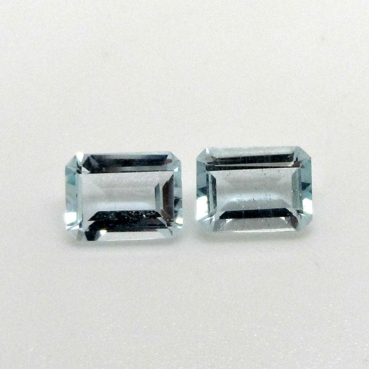 2.50 CTS PAIR OF EMERALD CUT AQUAMARINE 8x6 MM