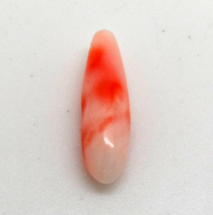 4.05 CTS NATURAL ITALIAN CORAL BRIOLETTE - TOP DRILLED 19x5 MM