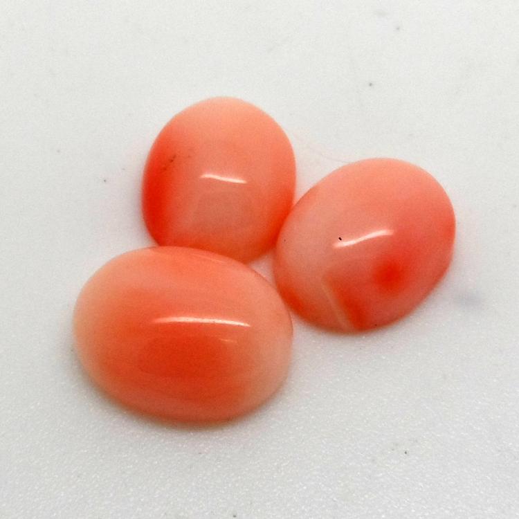 10.17 CTS LOT OF NATURAL ITALIAN CORAL OVAL CABOCHON 11x9 MM