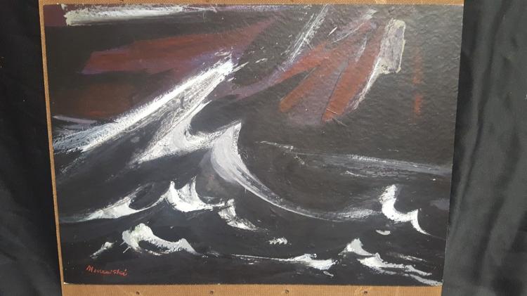 Alex Minewski (1917-1979)Black Sea with Wave Casein