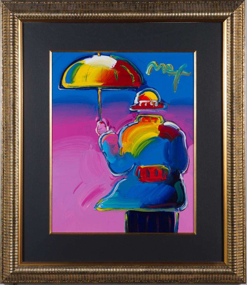 PETER MAX UMBRELLA MAN ACRYLIC PAINTING & DRAWING