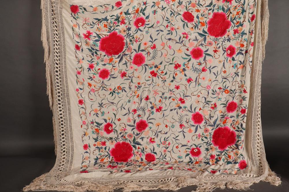 Chinese Export Ware Embroidered Textile,