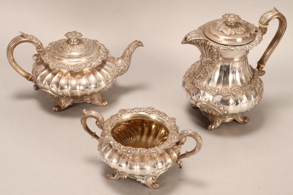 Georgian Three Piece Sterling Silver Tea Set,