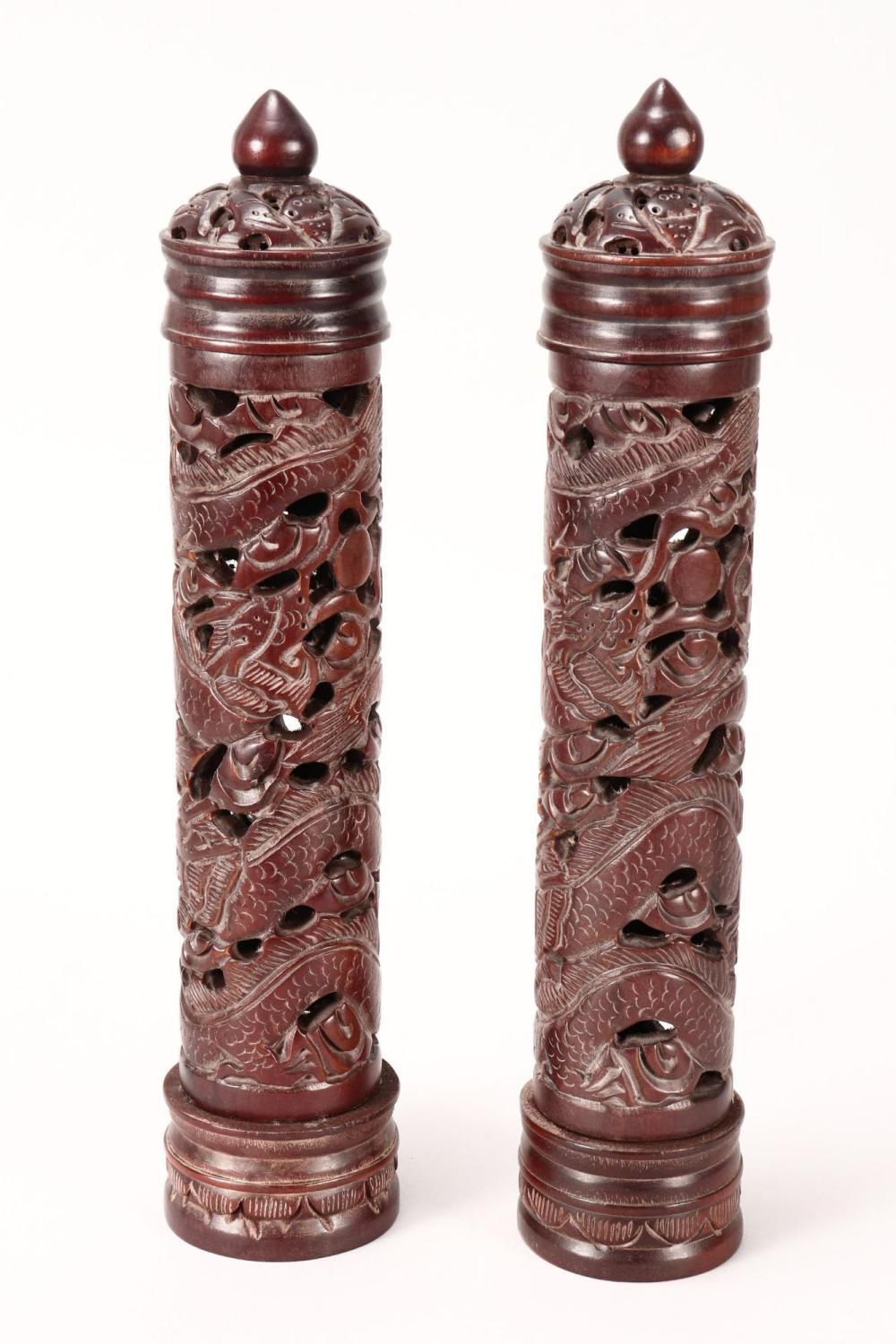 Pair of Chinese Bamboo Incense Boxes,