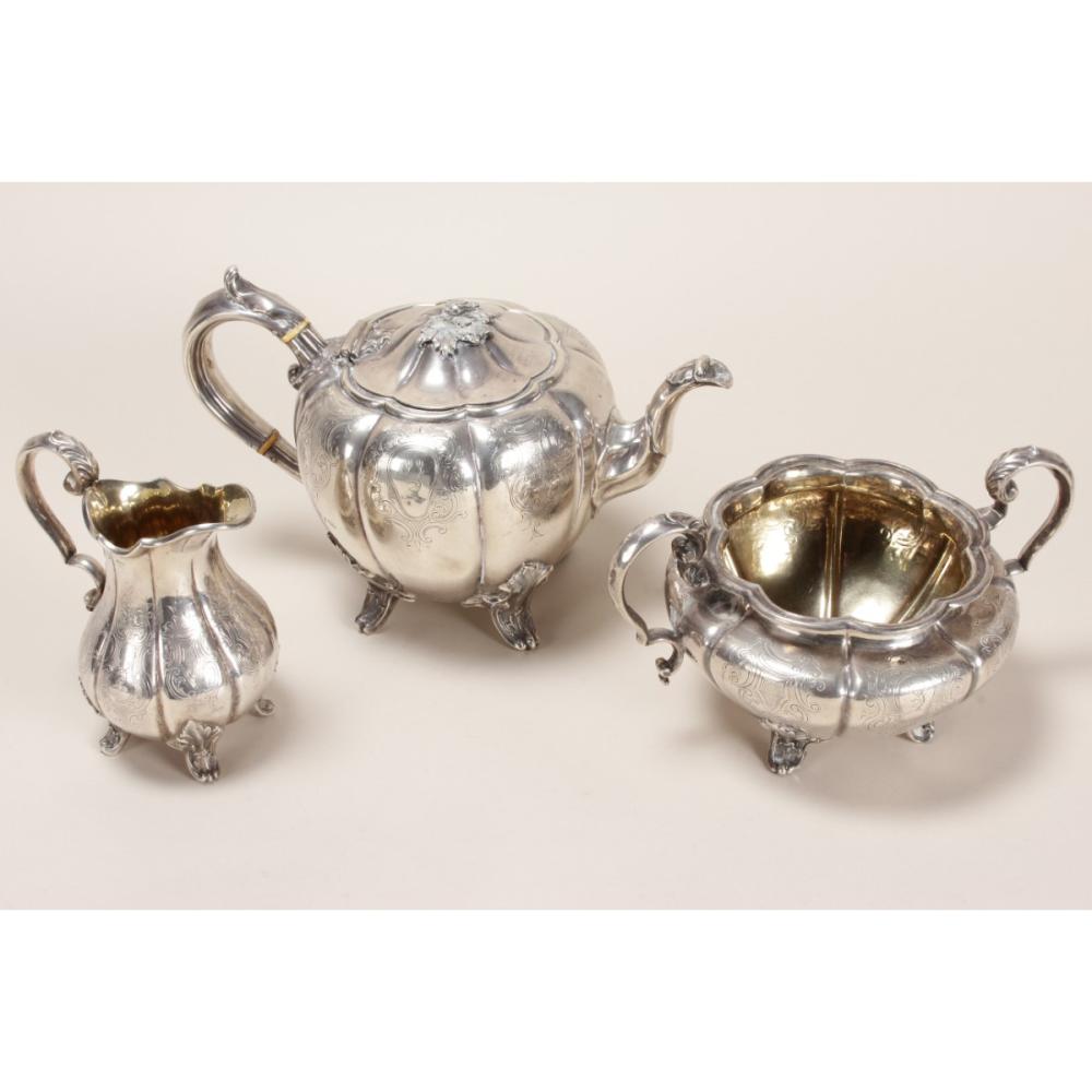 Victorian Sterling Silver Three Piece Tea Set,