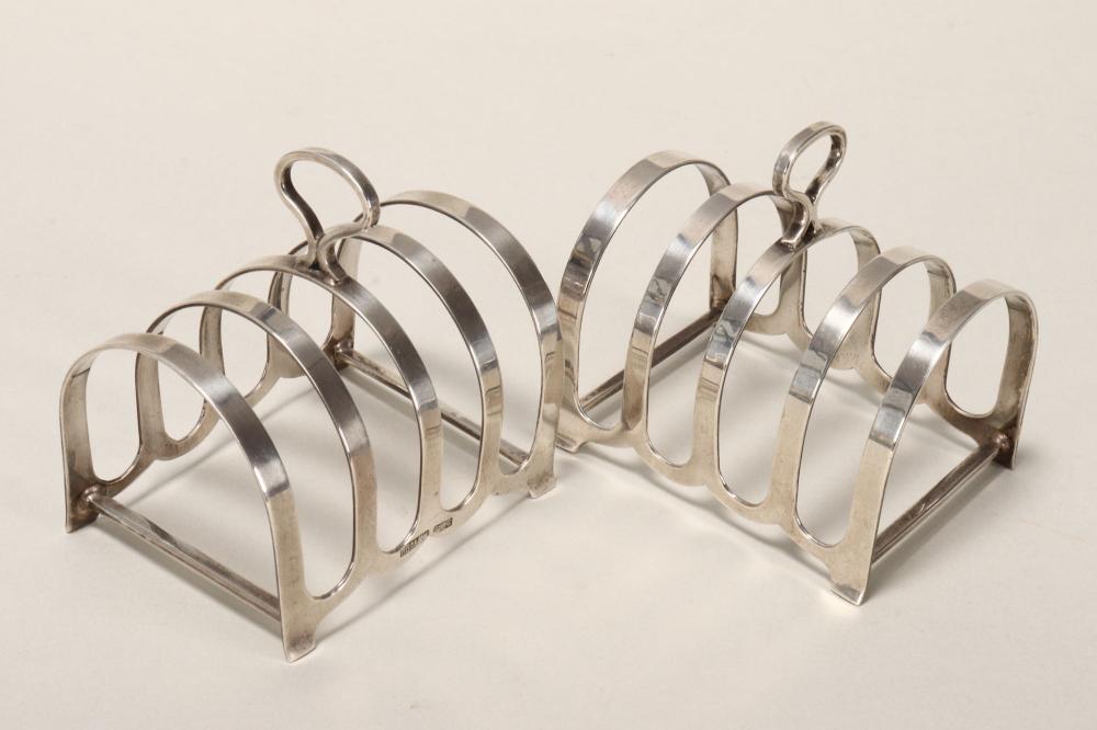 Pair of English Sterling Silver Toast Racks,