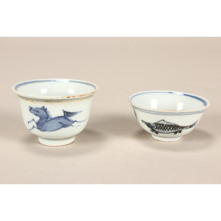Two Chinese Qing Dynasty Blue and White