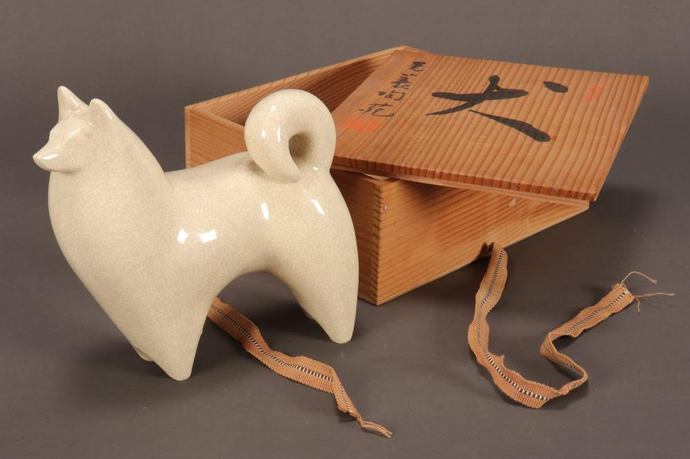 Japanese Porcelain Figure of an Akita Dog,