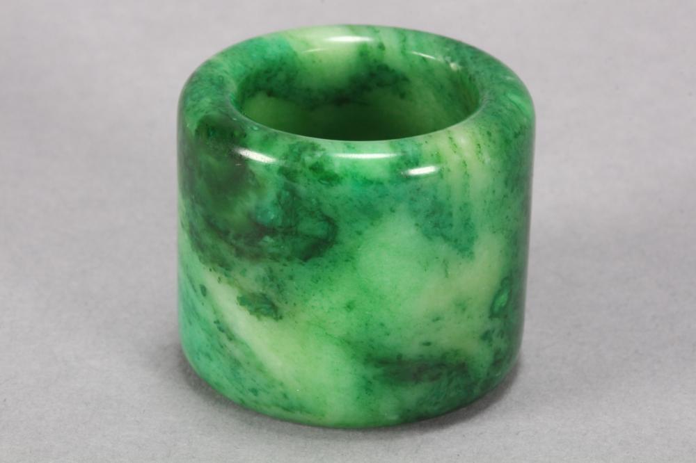 Chinese Green Jade Archers Ring,