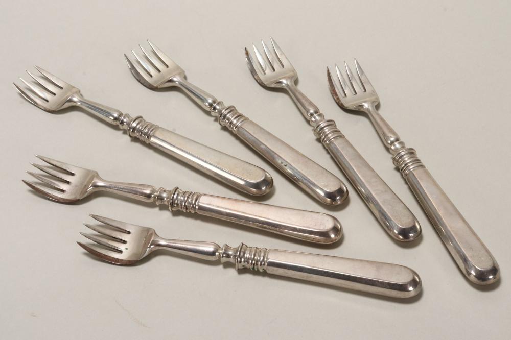 Set of Six Russian 19th Century Silver Oyster Fork