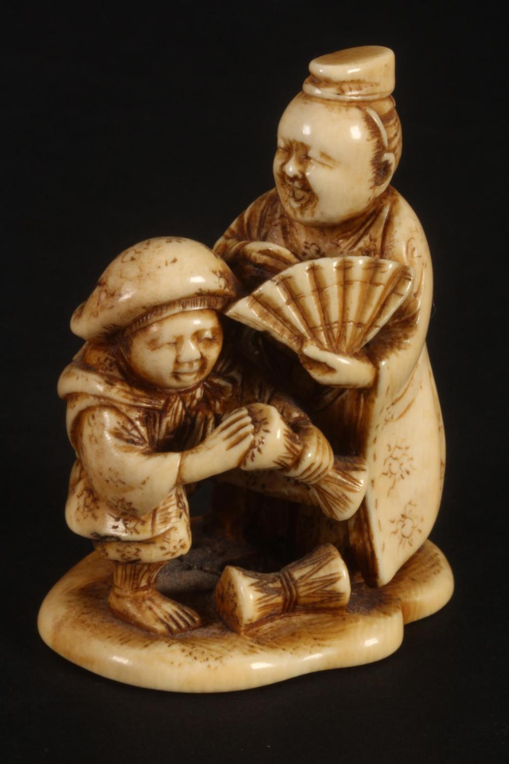Japanese Meiji Period Carved Ivory Netsuke,