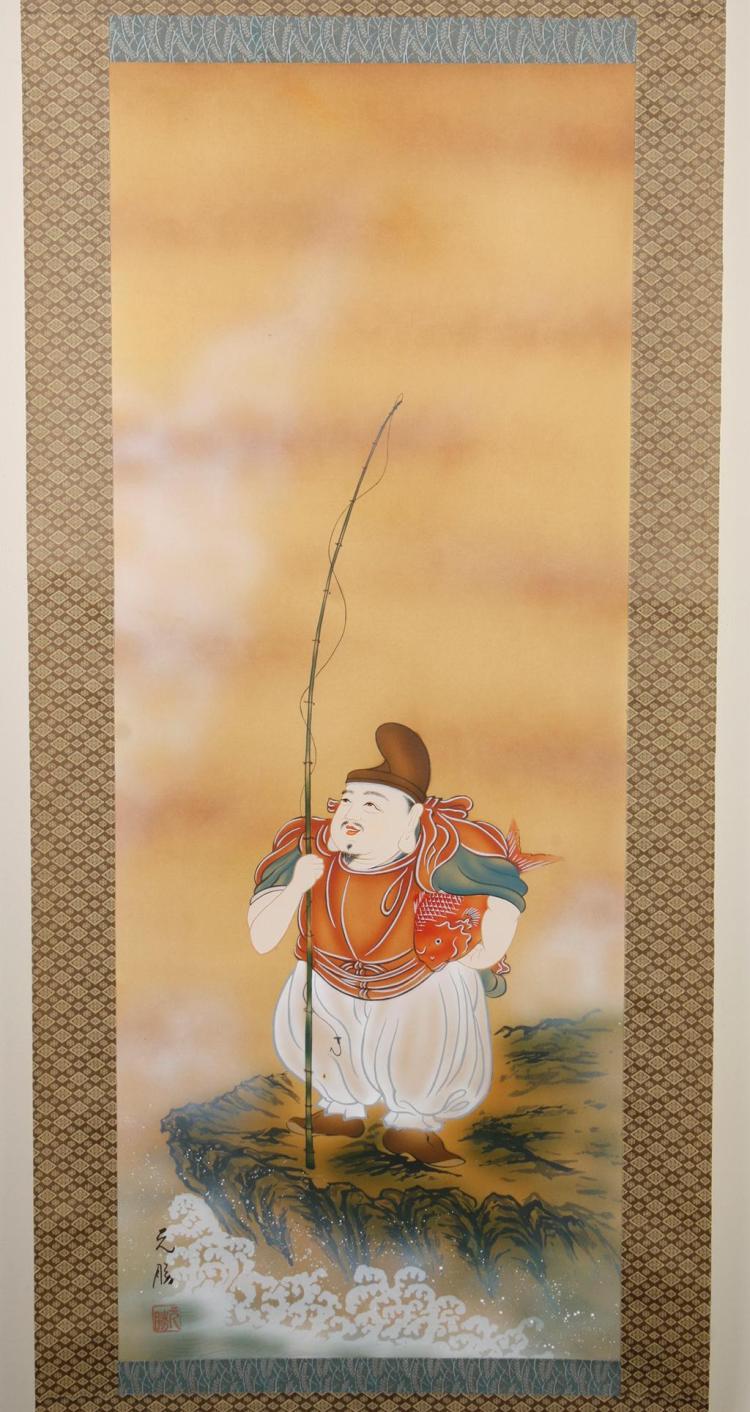 CHINESE SCROLL: LITHOGRAPH PRINT - Color lithograph...