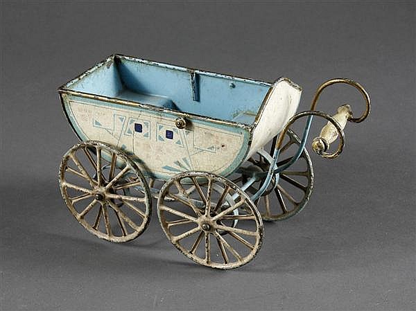 ANTIQUE GERMAN MARKLIN TIN TOY DOLL CARRIAGE - Marked...