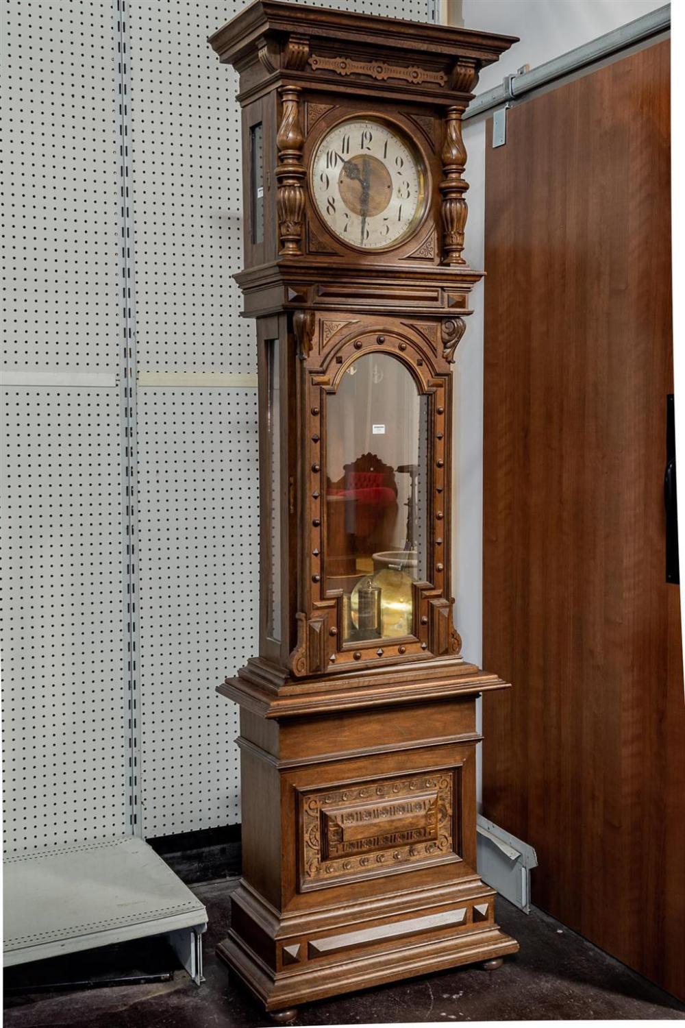 TALL CASE CLOCK - Antique Viennese three-weight time and...