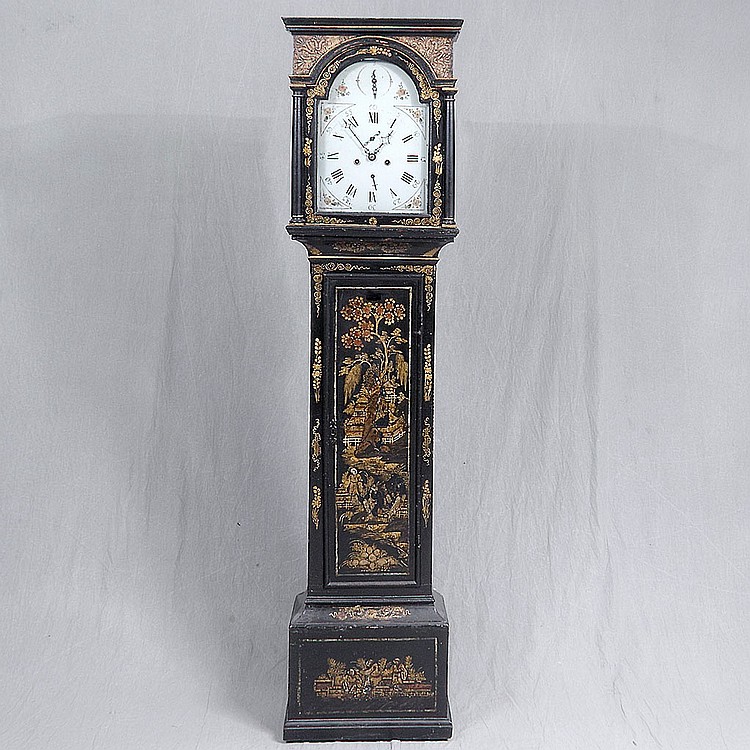 TALL CASE CLOCK - Antique English with two-weight time and strike movement