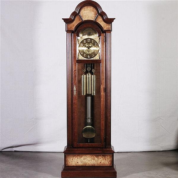TALL CASE CLOCK - Three weight time and strike movement...