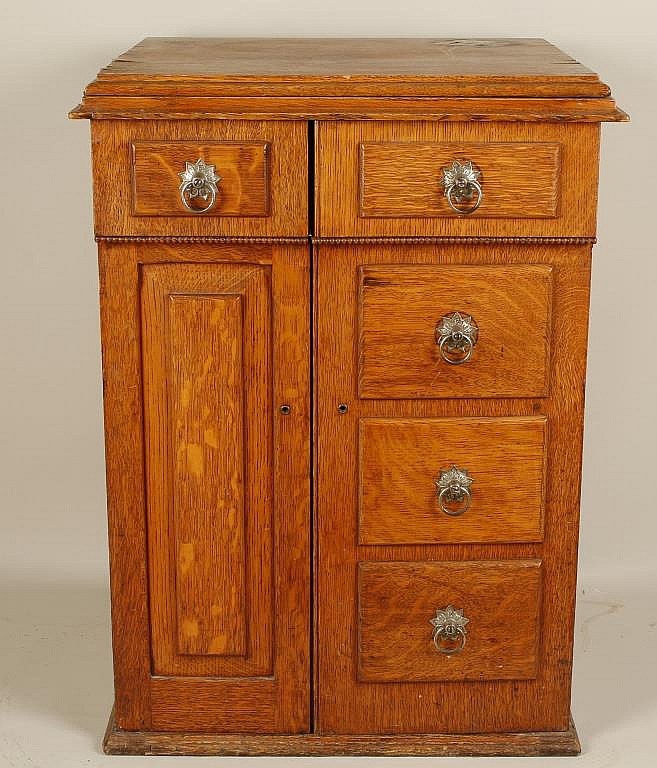 Antique Oak Sewing Machine and Cabinet