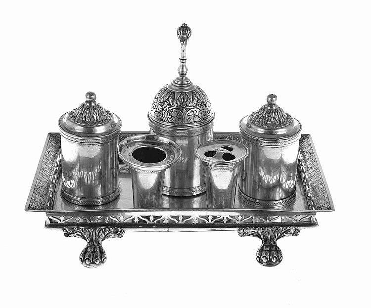 19th century, Portuguese silver, desk inkwell.
