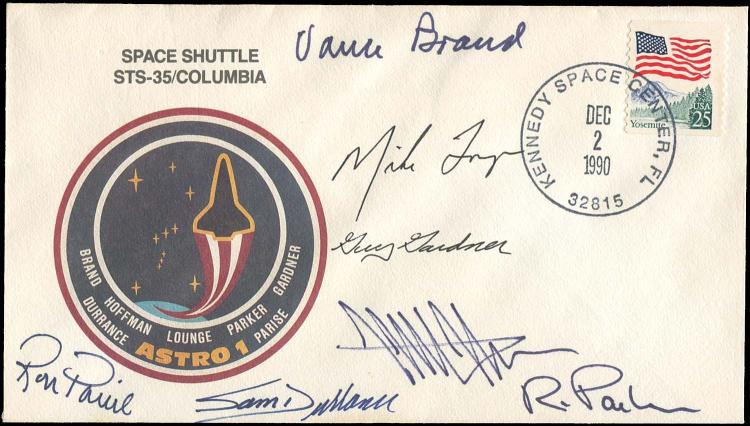 1990 STS-35 CREW SIGNED LAUNCH COVER