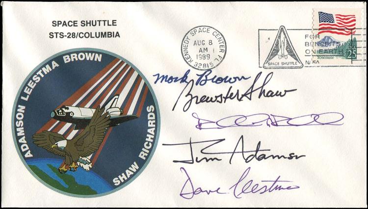 1989 STS-28 CREW SIGNED LAUNCH COVER