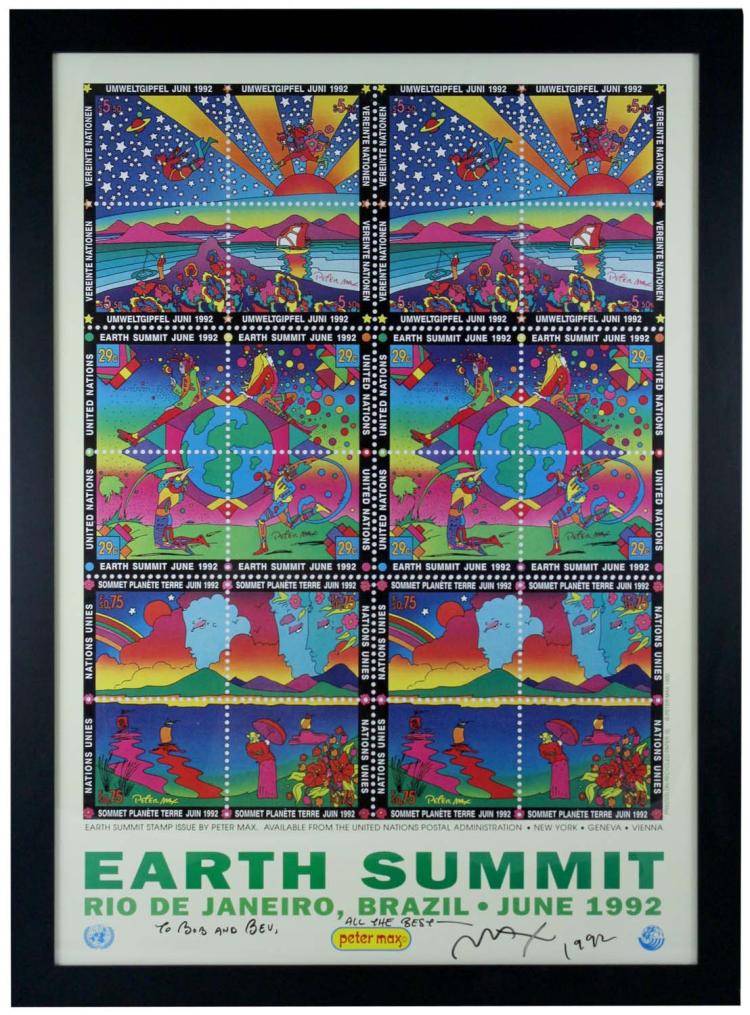 1992 PETER MAX SIGNED POSTER FOR EARTH SUMMIT