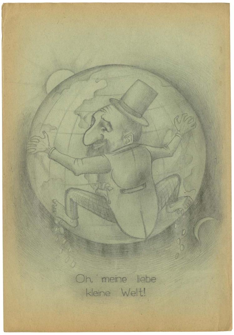1940s SET OF HAND-DRAWN ANTI-SEMITIC PENCIL DRAWINGS (x17)