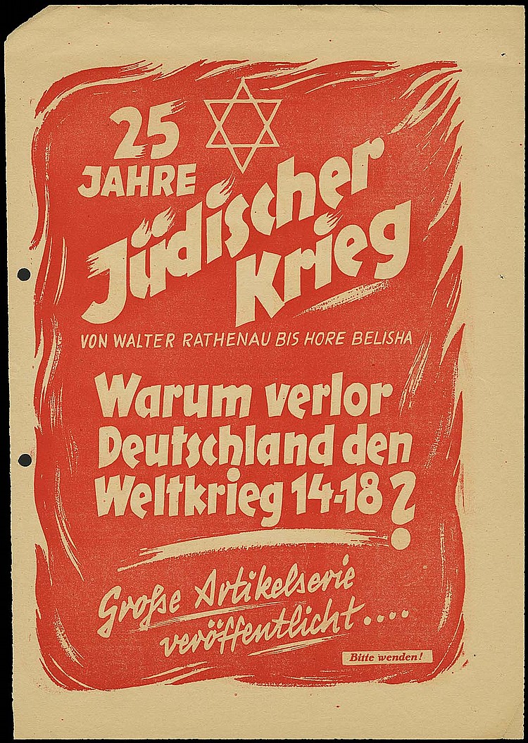 1940s ANTI-SEMITIC PROPAGANDA POSTER AD