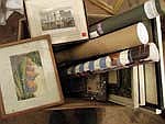 A box of miscellaneous picture frames and pictures