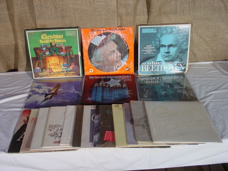 Collection of LP records including The Earl of Baltimore picture record