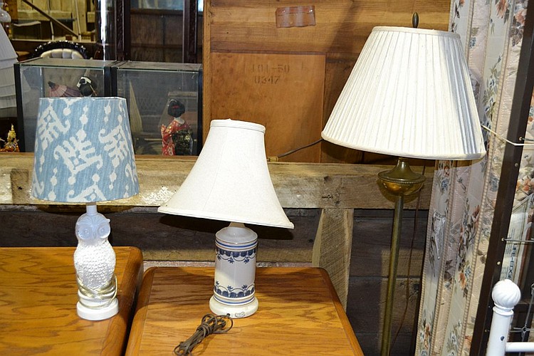 Two table lamps, one floor lamp
