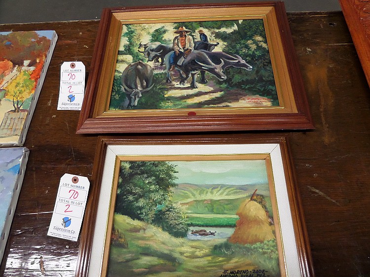 {2} Moreno Framed Wall Pics - "River & Carabao"