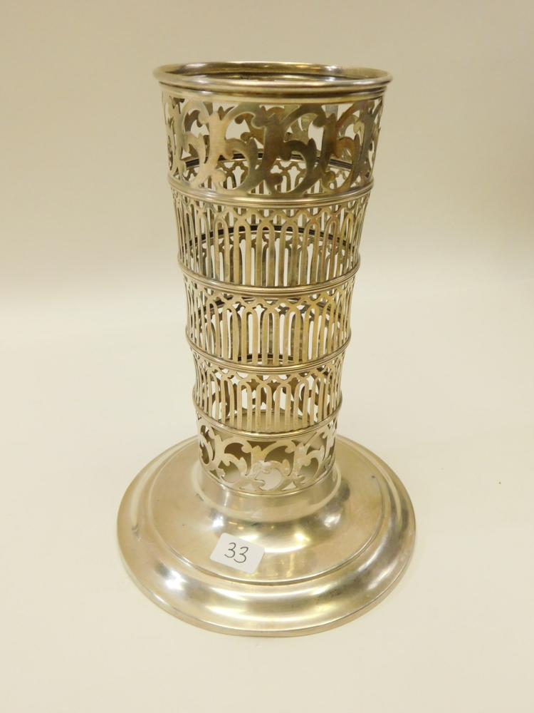 Antique Sterling Silver Incised Vase Base 152 Grams