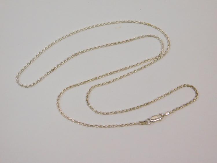 Sterling Silver Rope Chain 24 Inch Necklace Signed Han