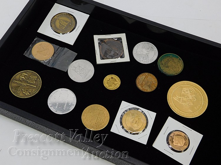 Lot of 14 Commemorative and Trade Tokens