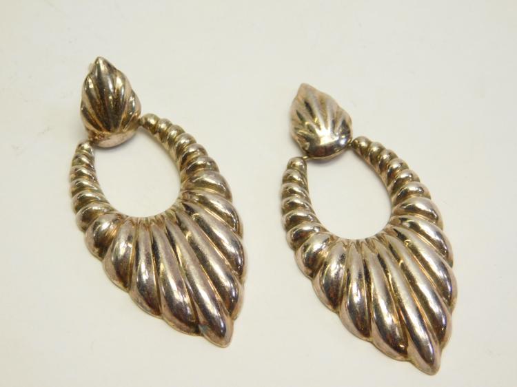 Sterling Silver Hoop Dangle Earrings Post Back 11g