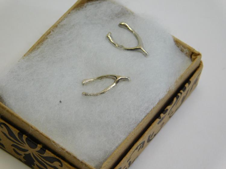 Sterling Silver Wishbone Post Back Earrings