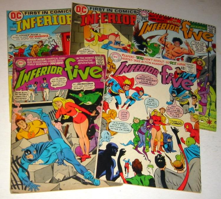 5 Issues of "The Inferior Five" Comic Books