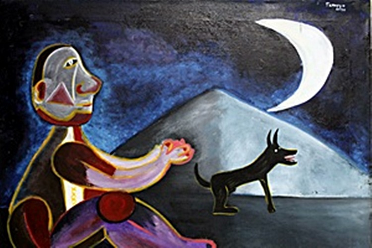 Boy With Dog 1950' - Oil on Canvas - Rufino Tamayo
