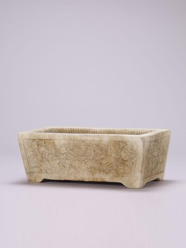 A WHITE MARBLE BASIN