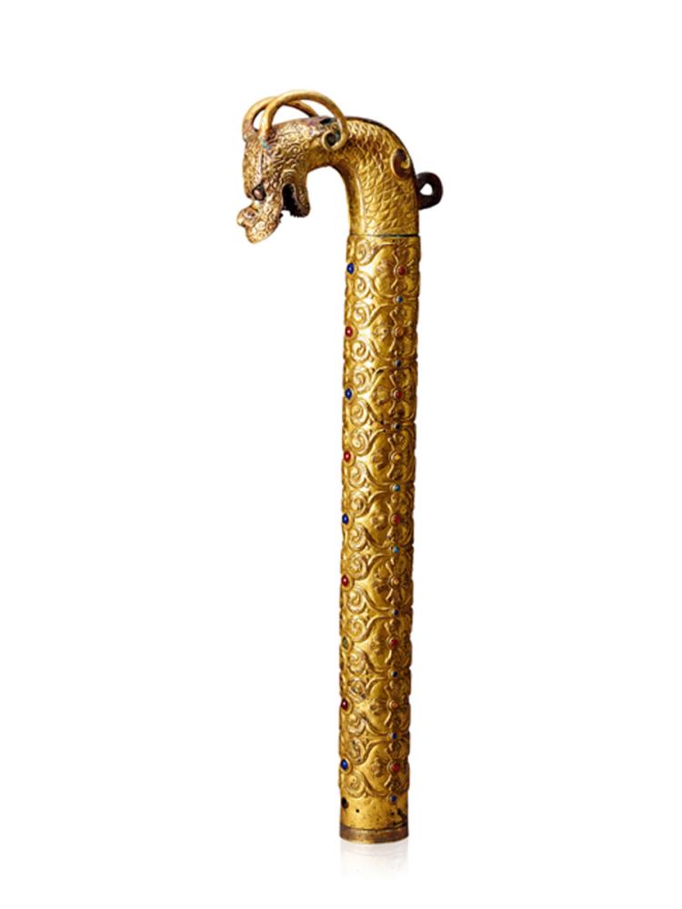 A BRONZE DRAGON CRUTCH