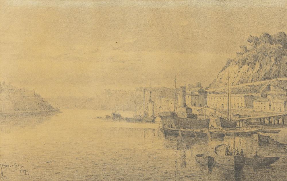 JOÃO MONTEIRO (1869-1944) - Graphite on paper, Douro river
