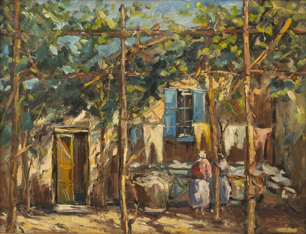 JOAO REIS (1899-1982) - 'Countryside house with figures'
