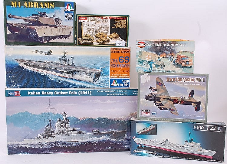 MODEL KITS; 7x assorted military plastic model kits to include Airfix RAF S