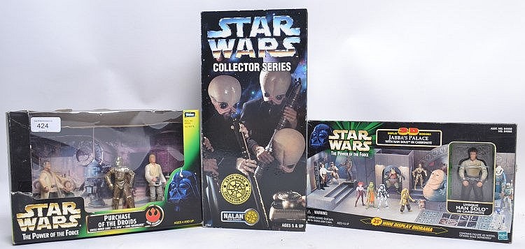 STAR WARS; A collection of 3x Kenner Star Wars action figures / playsets
