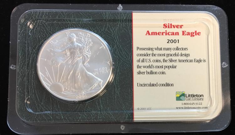 2001 $1 American Silver Eagle 1oz Littleton Coin Company
